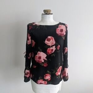 Aritzia Wilfred Floral Tied Sleeve Blouse